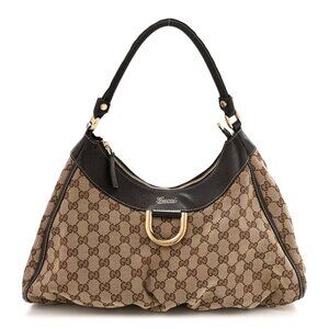 AUTHENTIC GUCCI Brown Monogram & Leather Shoulder Bag